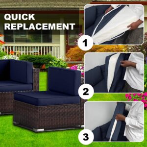 TWJMV Outdoor Cushion Slipcovers Set 14 Outdoor Patio Cushion Covers Replacement Washable Splash Proof with Zipper for Outdoor Furniture, Patio Sofa Couch 3 Sizes, Covers Only (Navy Blue)