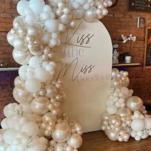 Pearl White Balloon Garland Arch Kit Ivory 112pcs Double Stuffed White Balloons Different Sizes for Wedding Engagement Bridal Shower Birthday Baby Shower Party Decoration