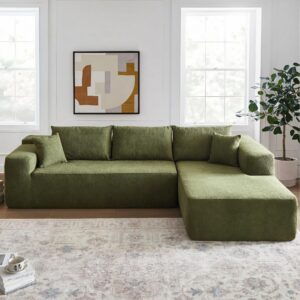 104" modular sectional sofa couch,l-shape upholstered cloud couch,modern minimalist couches for living room,free combination deep seat corner couch (green, sherpa/right facing chaise)