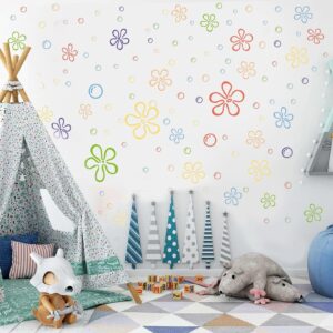 156PCS Flowers and Bubbles Wall Decals Under The Sea Birthday Party Peel and Stick Colorful Bubble Stickers Car,Bedroom,Bathroom,Windows,Laptop Decor 6 Sheets, 30cm x 10cm Each,Static Cling,Removable