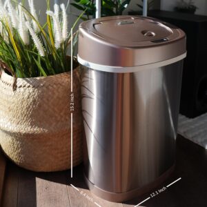 Ninestars Automatic Motion Sensor Trash Can, 4 Gallon, Waterproof, Smart Adsorption, for Bathroom, Bedroom, Kitchen, Office (Gold)