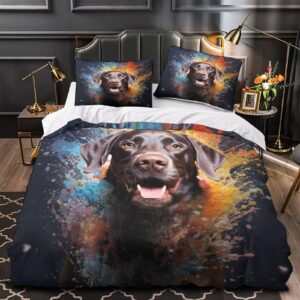 EVMILA Labrador Dog Comforter Covers 3D Printed Quilt Cover Duvet Cover Bedding Set for Childrens and Adults 3 Pieces with Pillowcases Microfiber with Zipper Closure Queen（228x228cm）, Style