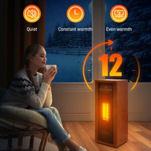 Air Choice Infrared Heater, 1500W Space Heater for Indoor Use with Thermostat, Remote, 3 Modes, 12H Timer, Fast Heating, Tip-over & Overheat Protection, Child Lock, Tower Heater for Bedroom, Office