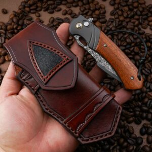 VNLA Pocket Knife,Folding.with Damascus Steel Blade Small Pocket Knife with Pocket Clip. Button Lock Everyday Carry Knife for Men Women Indoor Outdoor Gift