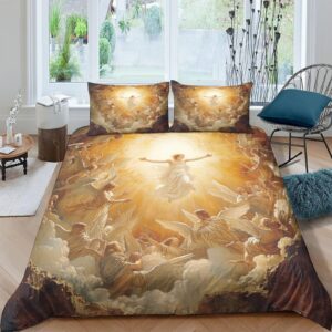 evmila jesus bedding set quilt cover 3d printed duvet cover comforter covers for childrens and adults 3 pieces microfiber with pillowcases with zipper closure queen（228x228cm）, style-7