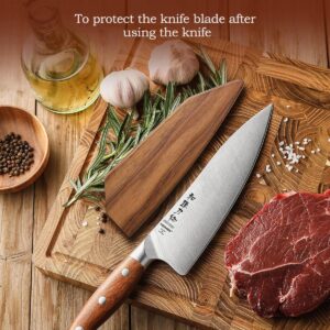 HEZHEN Pro Chefs Knives 8.3 Inch,High Carbon German 1.4116 Steel,Stainless Steel Rivets with Red Wood Handle，Razor Sharp,Super Edge,with Woodern Knife Sheath