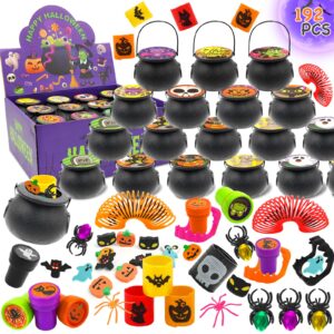 192 pcs halloween party favors for kids, 24 pack prefilled small plastic witch cauldron halloween toys in bulk for halloween party school classroom prizes trick or treats gifts