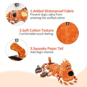 Generic Dog Plush Toy for Small, Medium and Large Dogs, Dog Squeaky Toy to Keep Them Busy, Tough Puppy Chewing Toys with Rope and Crinkle Paper, Relieve Boredom, Brown