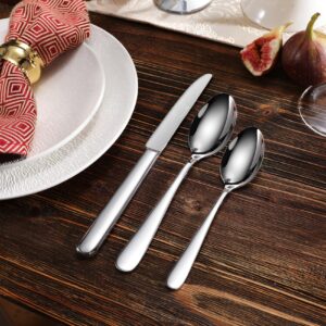 KEAWELL Premium 9.3" Louise Dinner Knives, Set of 4, Brightly-Mirror polished, Stainless Steel, Dishwasher Safe (Smooth)