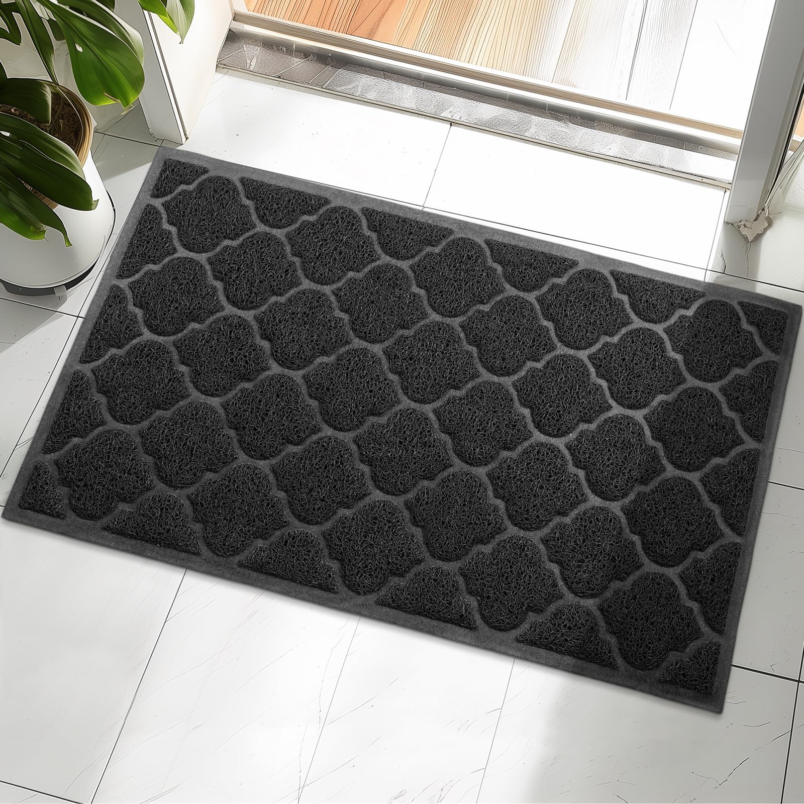 Door Mat Outdoor, 29x17, Welcome Mats for Entryway, Front Doormat for Home Entrance, Patio, Garage, RV Mats for Outside, Indoor Floor Mat, Durable, Non-Slip, Catches Muddy and Dirt(Black)