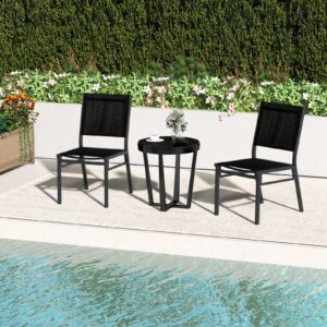 Giantex Outdoor Patio Dining Chair Set of 4, Armless Dining Chair with Breathable Fabric Seat & Backrest, Heavy Duty Aluminum Frame, Outside Lightweight Patio Chairs for Porch Garden Yard Poolside