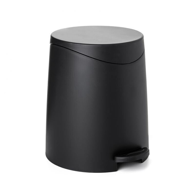 Generic VcJta Small Modern Pedal Step-On 2-PACK Trash Cans with Lid, 3 Liter, Black Easy-to-Use Waste Bins for Home & Office Organization, E285140410668