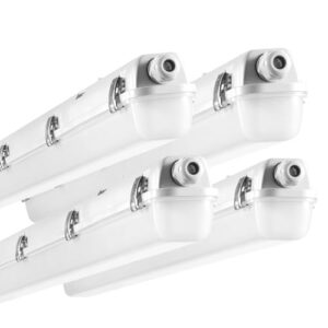 vevor 4ft led vapor tight light, 60w, 7400lm vapor proof light fixture with 5000k ip65 waterproof, for outdoor semi-outdoor cold environments parking lot warehouse walk-in freezer car wash, 4-pack