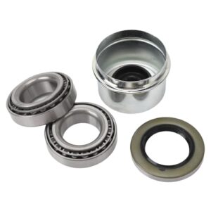 Trailer Wheel Hub Bearings Kit, Trailer Axle Dust Cap Grease Seal Cotter Pin Reduces Friction L44610 for 1‑1/16 Inch Axles