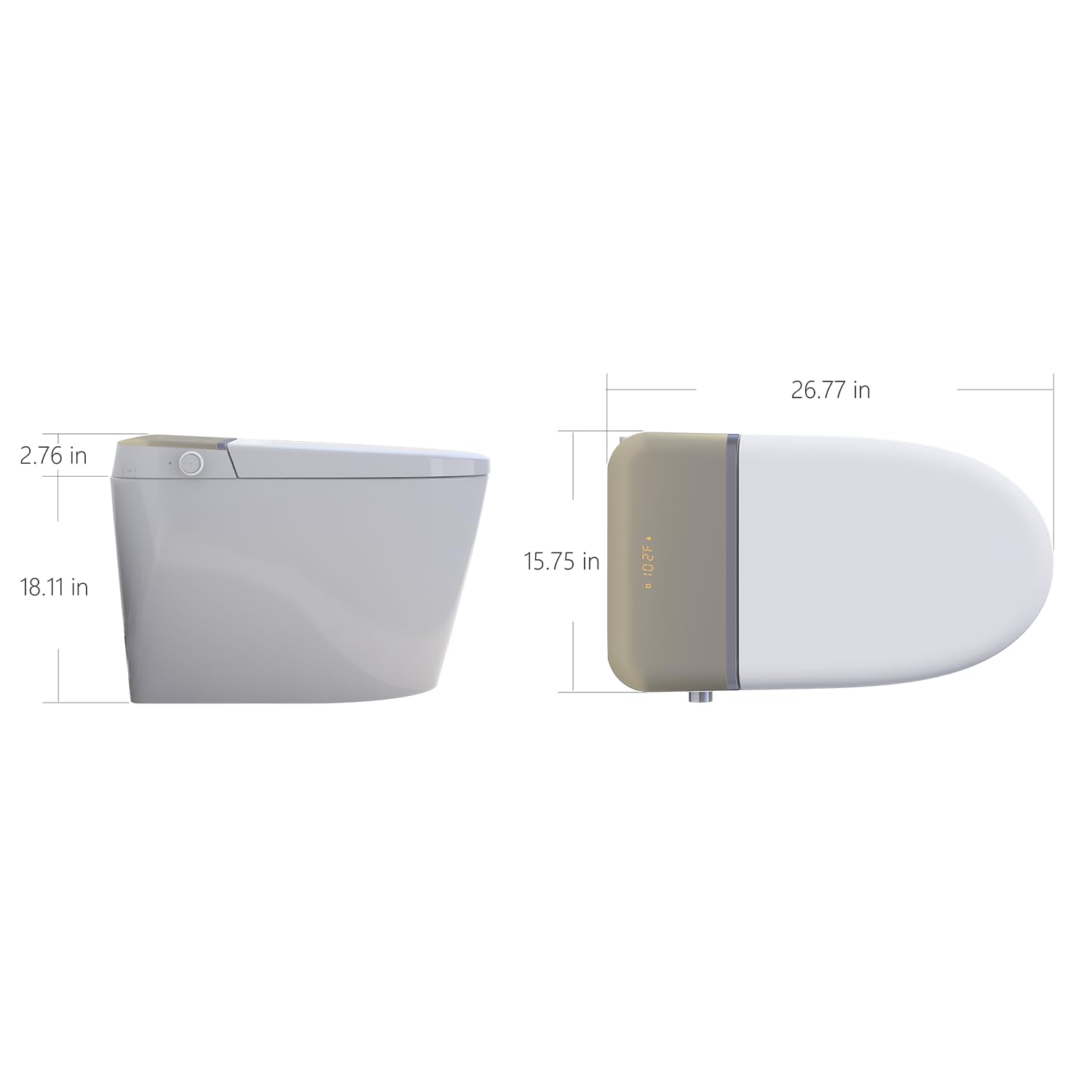 Luxury Smart Toilet with Bidet Built In,Modern Bidet Toilet with Heated Seat & Auto open lid,One Piece Bidet Toilet with Auto Flush,Foot Sensor Flush,Warm Air Drying,Remote Control,LED Display