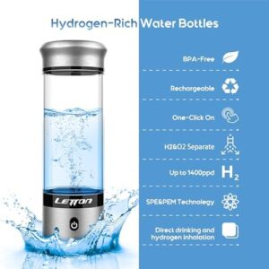 Upgrade Hydrogen Water Bottle Generator - Portable Rechargeable & Electrolysis with SPE/PEM Technology for Improve Water Quality, Hydrogen Bottle Machine for Home, Office, Travel, Drinking