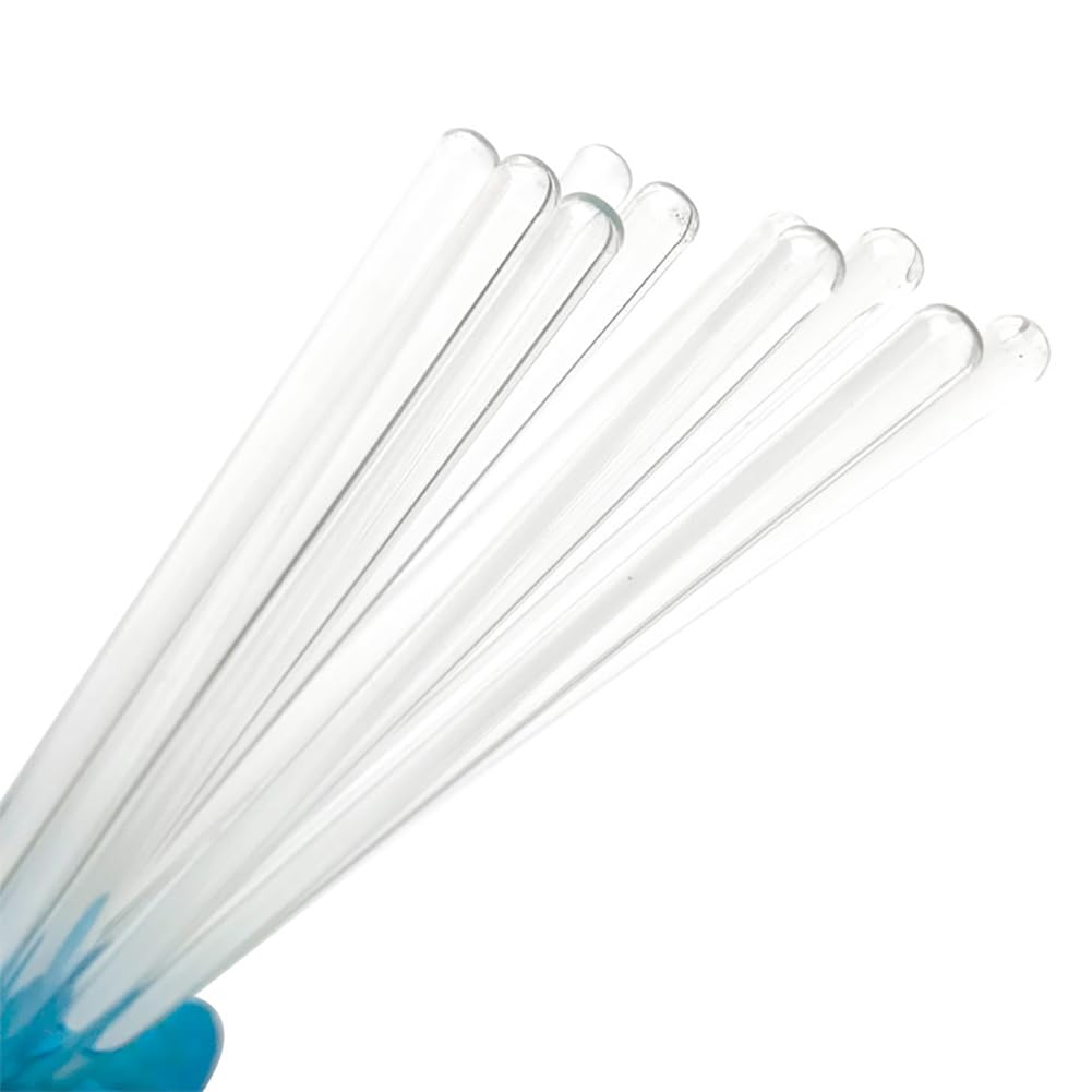 UUYYEO 10 Pcs Glass Stirring Sticks Lab Stirring Rods Science Mixing Sticks Clear Cocktail Swizzle Sticks Beverage Stirrer Sticks with Round Ends for Hot Cold Drinks