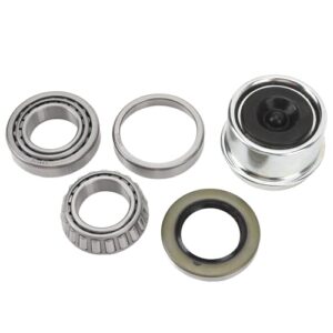 Trailer Wheel Hub Bearings Kit, Trailer Axle Dust Cap Grease Seal Cotter Pin Reduces Friction L44610 for 1‑1/16 Inch Axles