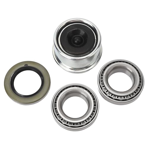 Trailer Wheel Hub Bearings Kit, Trailer Axle Dust Cap Grease Seal Cotter Pin Reduces Friction L44610 for 1‑1/16 Inch Axles