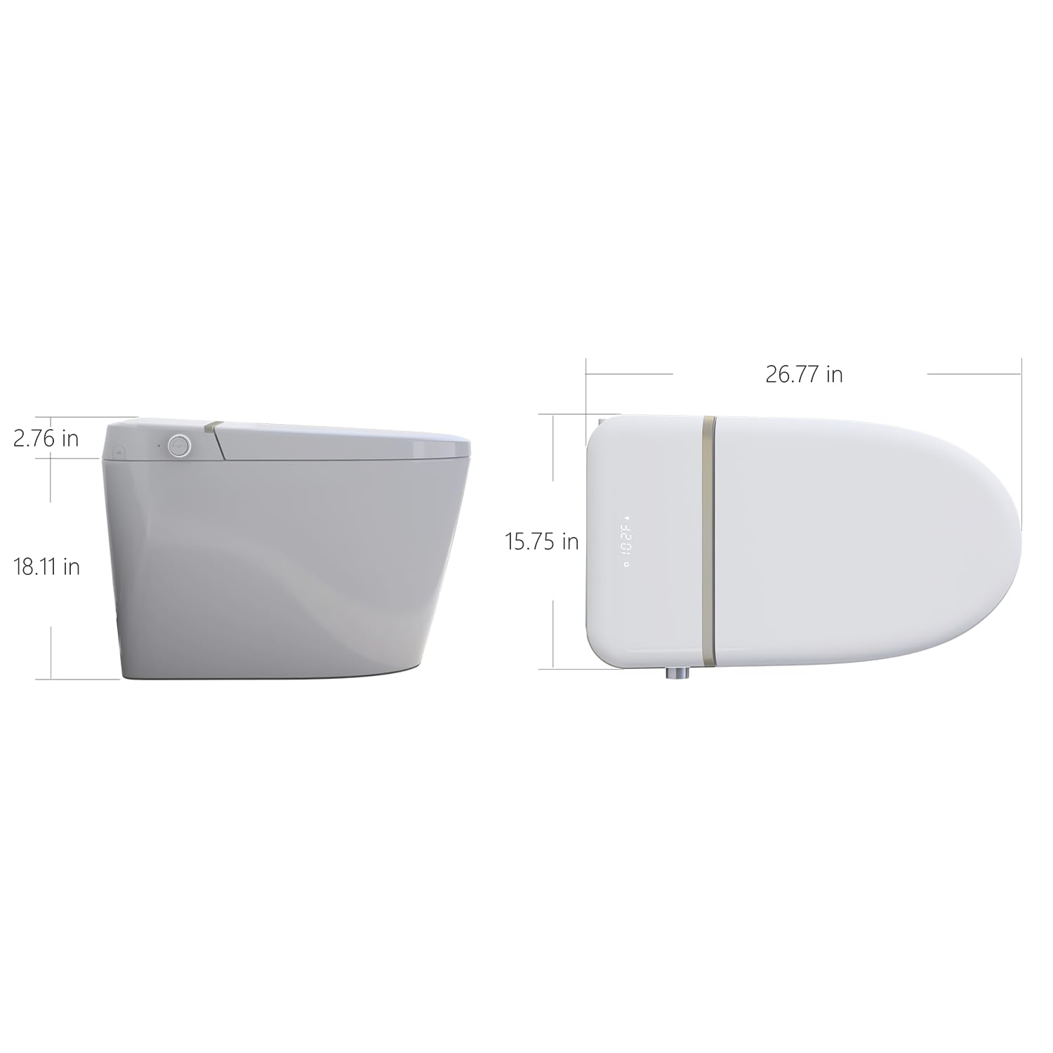 CIPACHO Smart Toilet with Bidet Built In, Modern Bidet Toilet with Heated Seat, One Piece Elongated Bidet Toilet with Auto Flush,Foot Sensor Flush,Warm Air Drying, Remote Control and LED Display