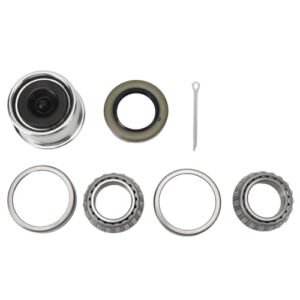 Trailer Wheel Hub Bearings Kit, Trailer Axle Dust Cap Grease Seal Cotter Pin Reduces Friction L44610 for 1‑1/16 Inch Axles