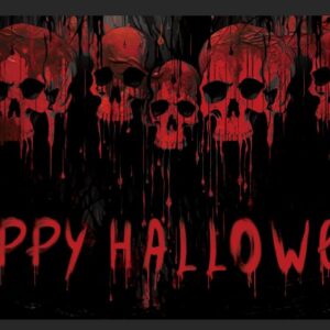 Scary Skull Table Runner Table Decorations, Halloween Background Banners Horror Halloween Photo Background for Halloween Party Wall Door Decor