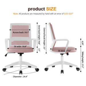 WXJHL Office Computer Desk Chair Ergonomic Mesh Rolling Work Swivel Task Chairs with Armrest Suitable for Bedroom, Study