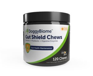 doggybiome gut shield soft chews with probiotics for dogs and cats (120ct)