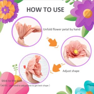 24 Pcs Tissue Paper Flowers, Crepe Paper Flowers Decorations for Wall Flower Party Decorations Crepe Paper for Flower Making for Wedding Party Bridal Shower