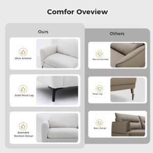 ITEFDTUTNE 83'' Modern Living Room Teddy Velvet Recliner Sofa,3 Seater Sofa, Couches for Living Room, Space Spring Cushions and Solid Wood Frame(White)