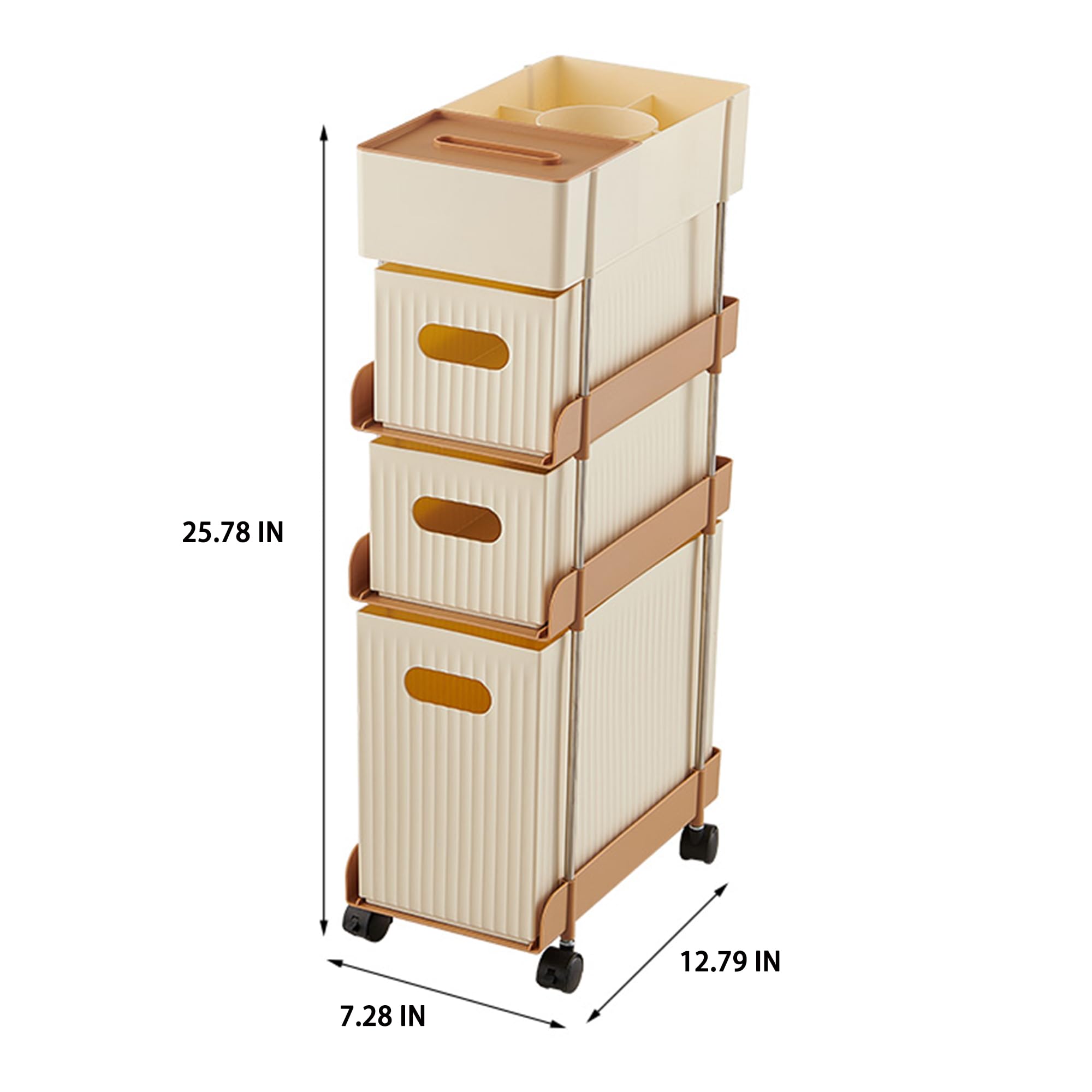 Narrow Storage Cabinet, Narrow Dresser with 3 Drawers, Slim Storage Cabinet with Wheels, Small Storage Cabinet with Sorting Rack for Bedroom Living Room Kitchen Classroom