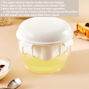 Generic Greek Yogurt Strainer with Lid.Yogurt Filter (1.5QT) with Ultra Fine Mesh,to Makes small batches (600g) of Thick Creamy Greek or Coconut Yogurt, 7.8*7.8*6.1in, White