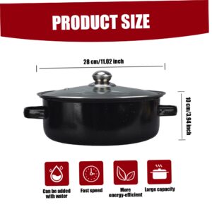 XJKLBYQ Roasting Pan,11-Inch Roasting Pan, Black Covered Oval Roaster Pan with Lid, Small Cookware for Turkey, Small Chicken, Roast Baking Pan for Home