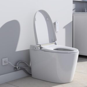 CIPACHO Smart Toilet with Bidet Built In, Modern Bidet Toilet with Heated Seat, One Piece Elongated Bidet Toilet with Auto Flush,Foot Sensor Flush,Warm Air Drying, Remote Control and LED Display