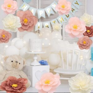 24 Pcs Tissue Paper Flowers, Crepe Paper Flowers Decorations for Wall Flower Party Decorations Crepe Paper for Flower Making for Wedding Party Bridal Shower