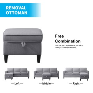 ADOWORE 90inch l Shape Couch for Living Room,3-Seater L Shape Sectional Couch L Shape for Small Space,Small Convertible Sectional Sofa w Ottoman for Apartment