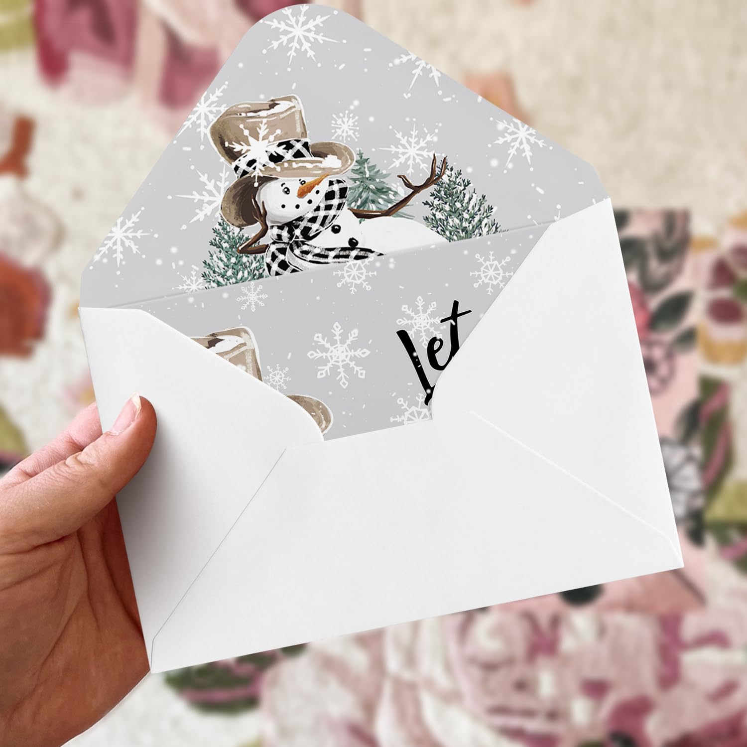 Artoid Mode 24 Pack Let It Snow Thank You Cards Snowflake Snowman Greeting Cards Gift With Envelope Sticker Blank Note Cards for Birthday Wedding Baby Shower Bridal Shower, 4 x 6 Inch