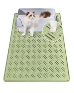 gentledog cat litter mat, cat litter trapping mat, non-slip, waterproof silicone cat litter box mat, scatter control, machine washable, 23”x18”