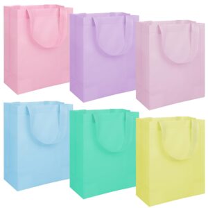 augisteen 30 pack pastel non-woven gift bags reusable tote treat bags bulk rainbow party favor gift bags with handles for wedding birthday party gifts wrapping supplies, 8 x 4 x 10 inch