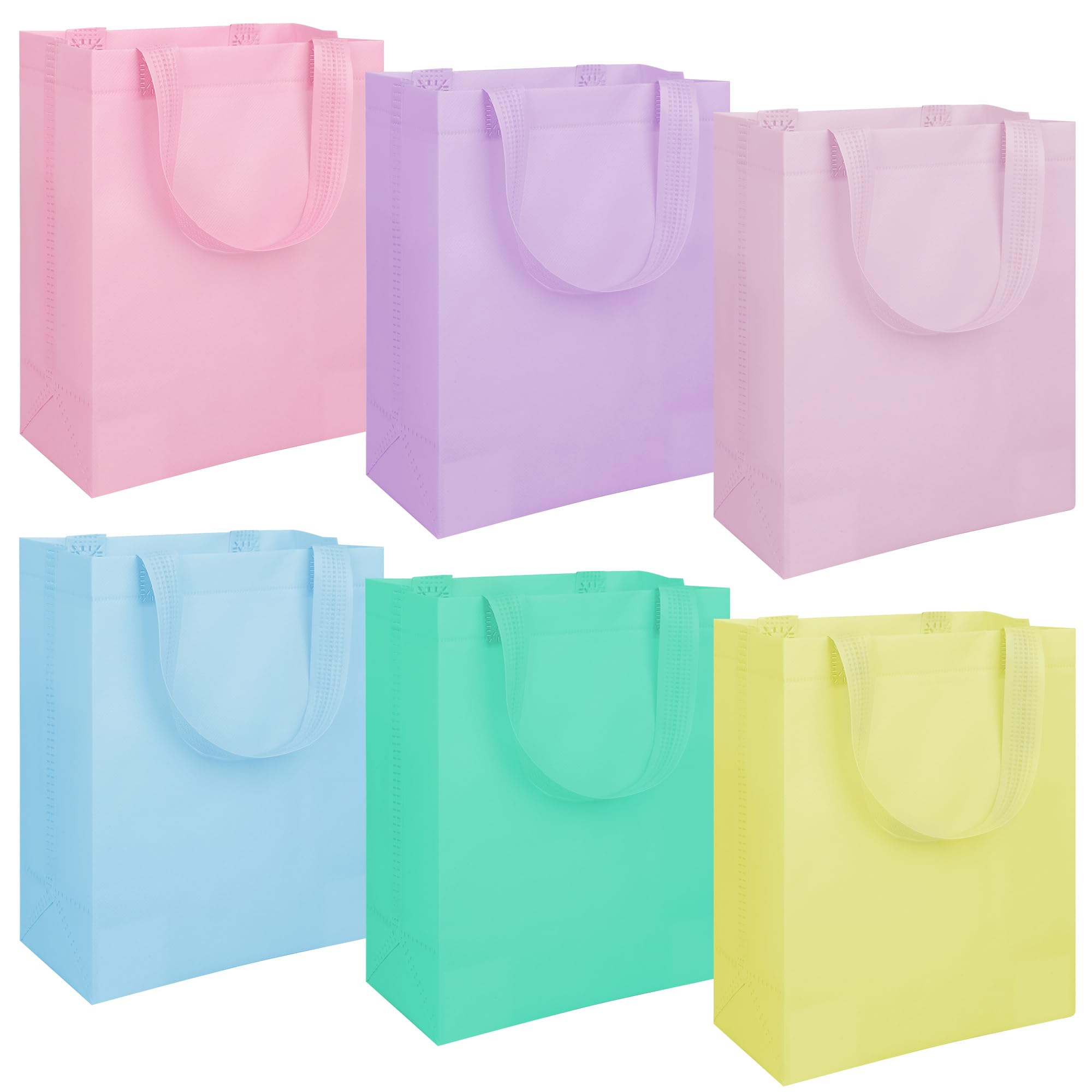 Augisteen 30 Pack Pastel Non-Woven Gift Bags Reusable Tote Treat Bags Bulk Rainbow Party Favor Gift Bags with Handles for Wedding Birthday Party Gifts Wrapping Supplies, 8 x 4 x 10 Inch