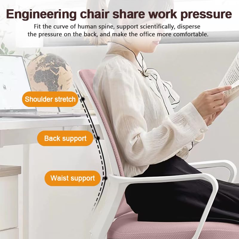 WXJHL Office Computer Desk Chair Ergonomic Mesh Rolling Work Swivel Task Chairs with Armrest Suitable for Bedroom, Study