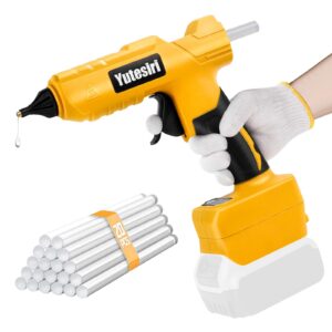 yutesiri cordless hot glue gun for dewalt 20v max battery, handheld electric power glue gun full size for arts & crafts & diy with 20pcs 0.43" glue sticks (battery not included)