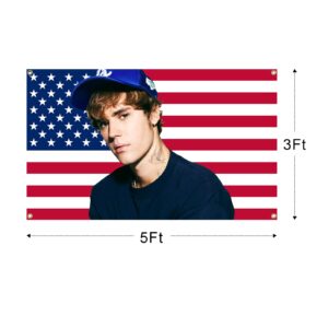 Generic American Flag Justin Music Singer Bieb-ers Banner 3x5 Feet Home Decoration Funny Flag Bedroom Living Room College Dormitory Headboard Background Outdoor Decoration, red