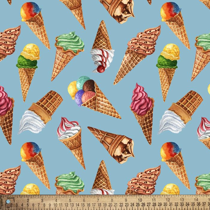 David Textiles Ice Cream Cones Digital Cotton Fabric by The Yard