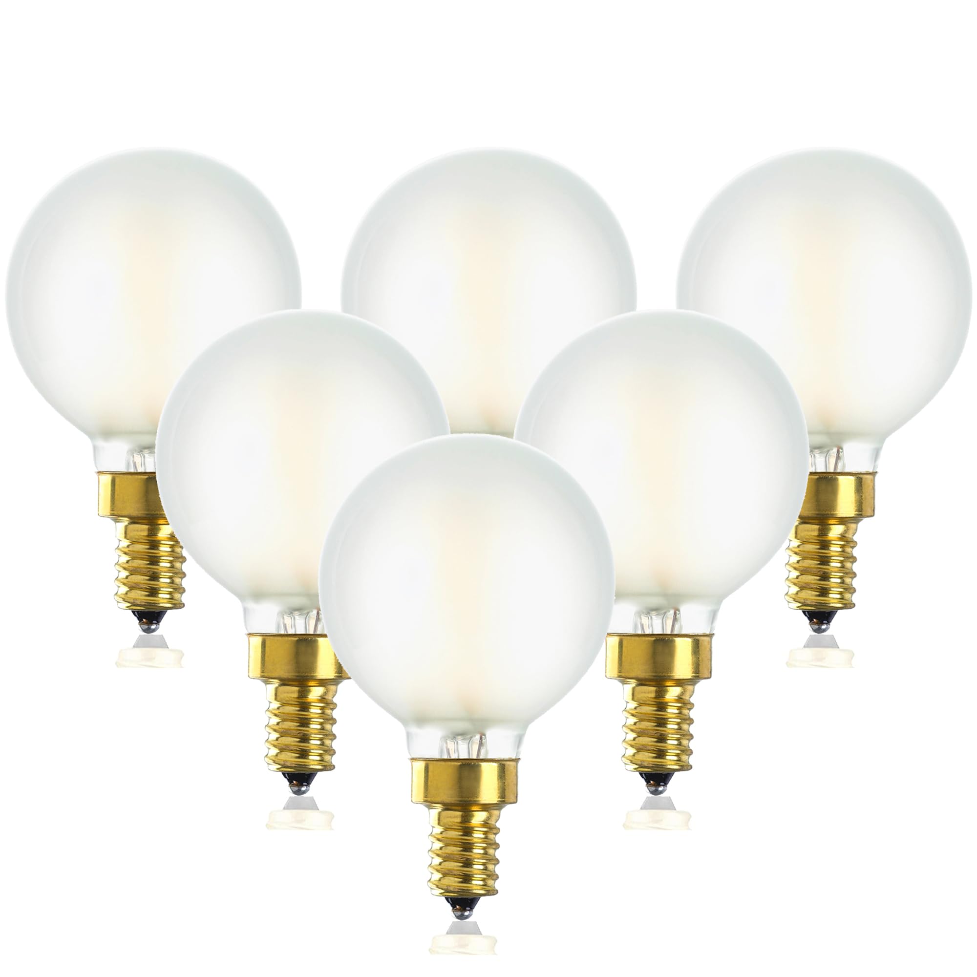 Duoled G16.5 Light Bulb LED,Dimmable Frosted led Bulb e12 g16 1/2 led Candelabra Bulb 40w led Edison Bulb,Soft White 3000K 400lm,Type G Globe Shape E12 Base for Chandelier,Vanity Light Bulbs,6 Count