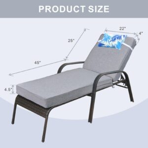 JMGBird Outdoor Chaise Lounge Cushion 70 * 22 * 4.5 Inch, Patio Chaise Lounge Chair Cushions Waterproof Foldable Pool Thick Lounge Cushions Outdoor Furniture