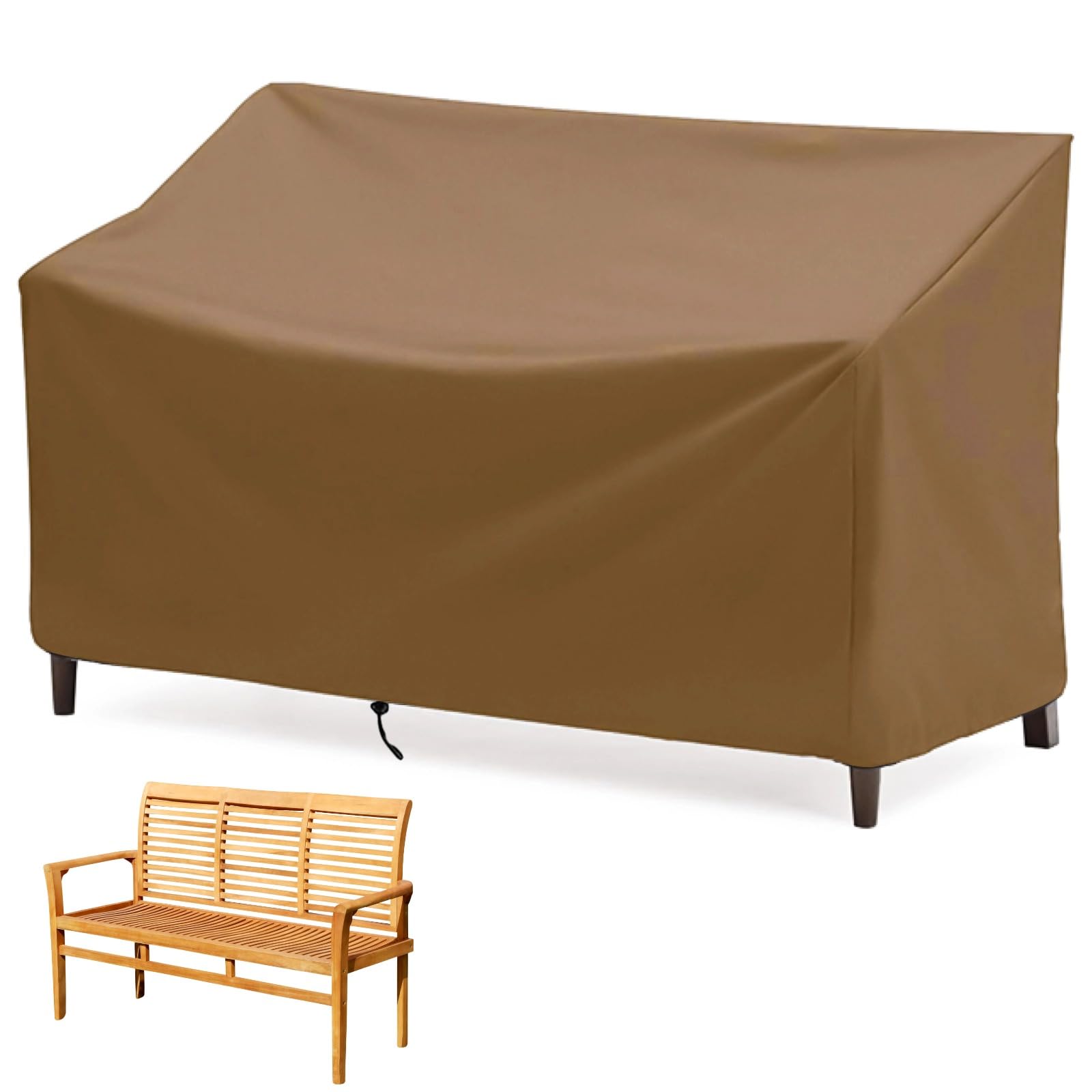 Outdoor Bench Cover for 3-Seater Bench, 210D Waterproof Outdoor Patio Furniture Cover, All Weather Resistant Bench Cover for Patio Furniture Garden Sofa Chair, 64" L x 26" W x 35" H (3 Seater)