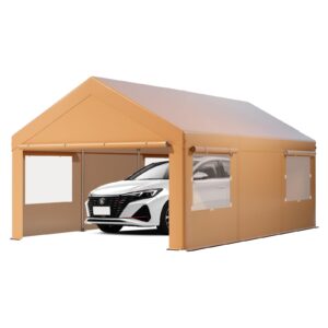 Carport Canopy, MilleLoom Portable Garage with Removable Sidewalls, 10x20 Extra Large Car Carport Heavy Duty, with Roll-Up Ventilated Windows, UV Resistant & Waterproof, for Car, Bike, Truck, Boat