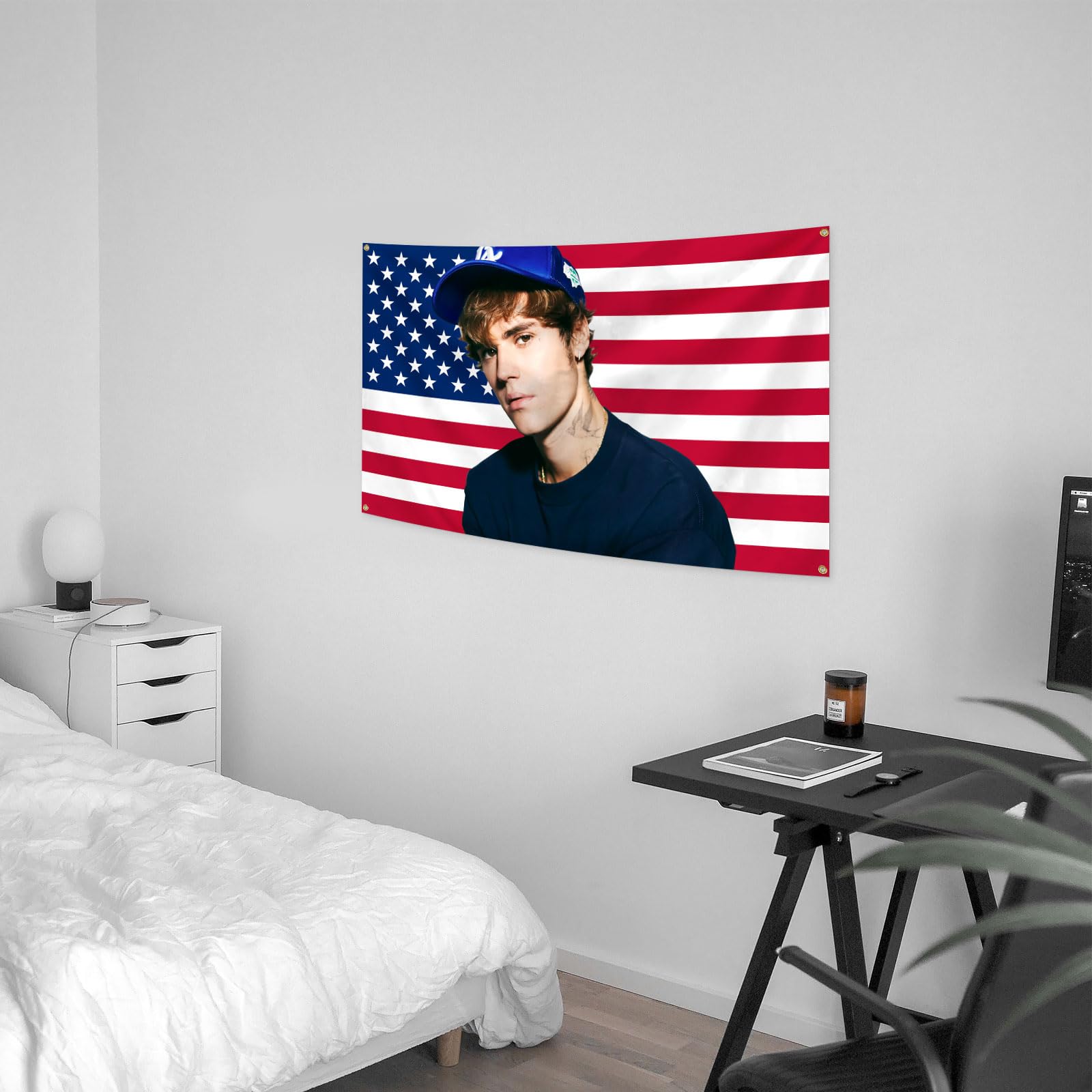 Generic American Flag Justin Music Singer Bieb-ers Banner 3x5 Feet Home Decoration Funny Flag Bedroom Living Room College Dormitory Headboard Background Outdoor Decoration, red