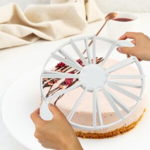 Liobelon Cake Portion Cutter Cake Divider Cheesecake Slicer Cake Slicer for Even Slices Double Sided Cake Portion Marker 10 or 12 Slices,White